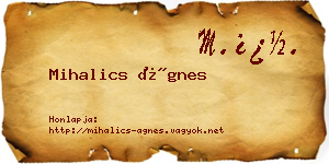 Mihalics Ágnes névjegykártya